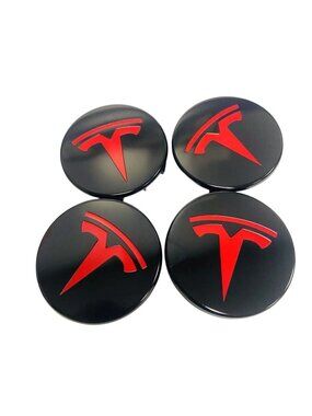 SET OF 4 TESLA /Red Wheel Rim Center Hub Caps ABS Snap In New